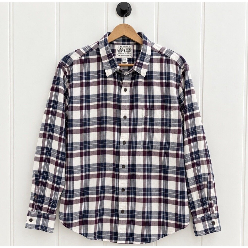 Lucky Brand Saturday Stretch Men's XXL Plaid Long Sleeve Button Down Shirt